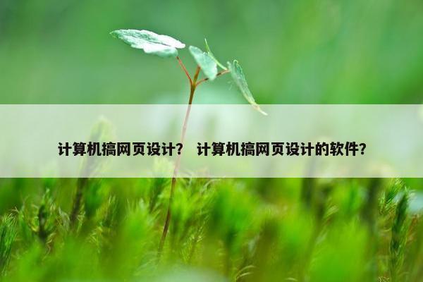 计算机搞网页设计？ 计算机搞网页设计的软件？