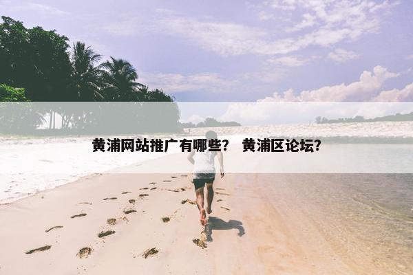 黄浦网站推广有哪些？ 黄浦区论坛？