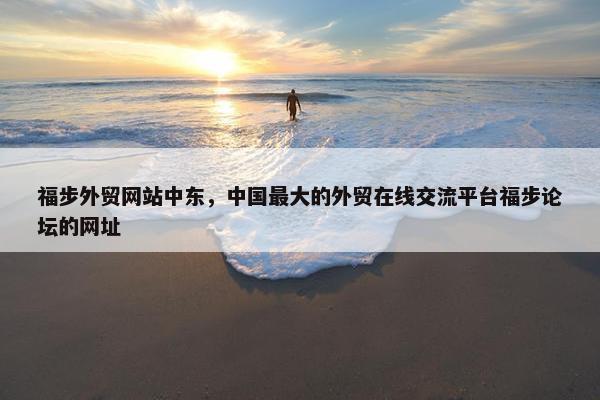 福步外贸网站中东，中国最大的外贸在线交流平台福步论坛的网址