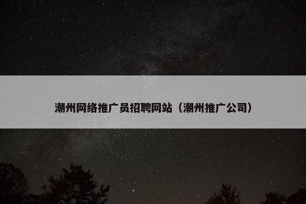 潮州网络推广员招聘网站（潮州推广公司）