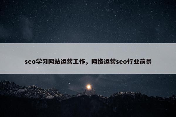 seo学习网站运营工作，网络运营seo行业前景