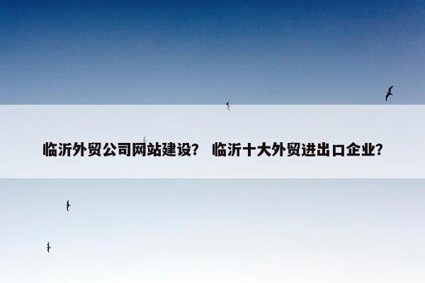 临沂外贸公司网站建设？ 临沂十大外贸进出口企业？