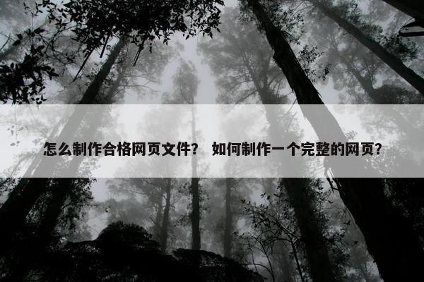 怎么制作合格网页文件？ 如何制作一个完整的网页？