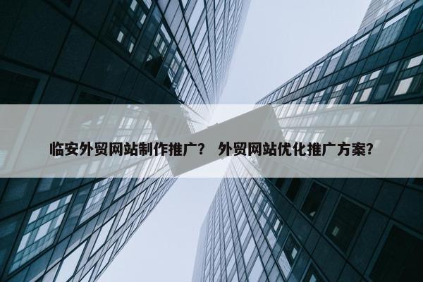 临安外贸网站制作推广？ 外贸网站优化推广方案？