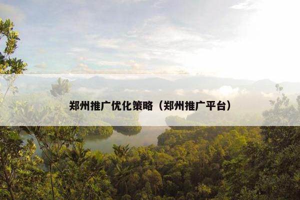 郑州推广优化策略（郑州推广平台）