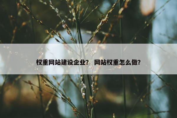 权重网站建设企业？ 网站权重怎么做？