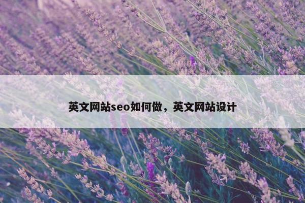 英文网站seo如何做，英文网站设计