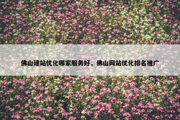 佛山建站优化哪家服务好，佛山网站优化排名推广