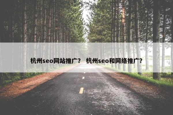 杭州seo网站推广？ 杭州seo和网络推广？