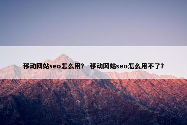 移动网站seo怎么用？ 移动网站seo怎么用不了？