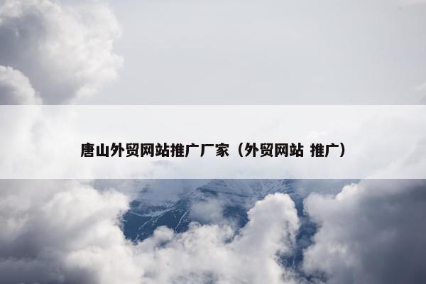 唐山外贸网站推广厂家（外贸网站 推广）