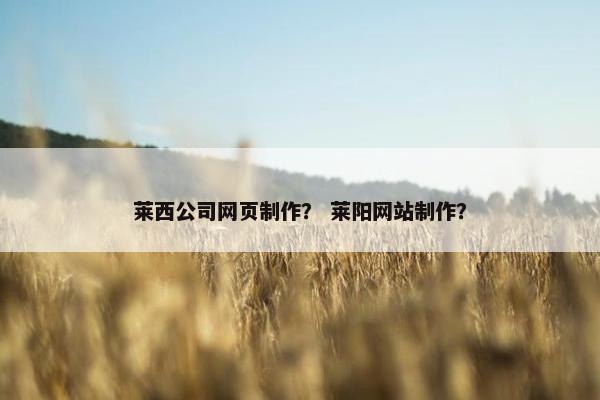 莱西公司网页制作？ 莱阳网站制作？