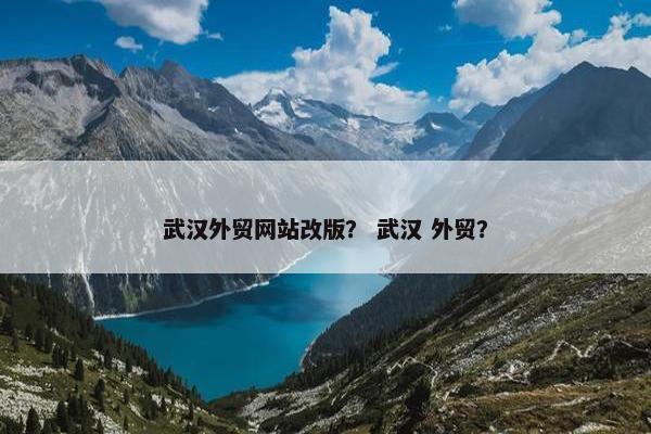 武汉外贸网站改版？ 武汉 外贸？