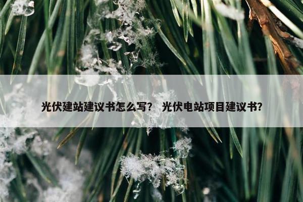 光伏建站建议书怎么写？ 光伏电站项目建议书？