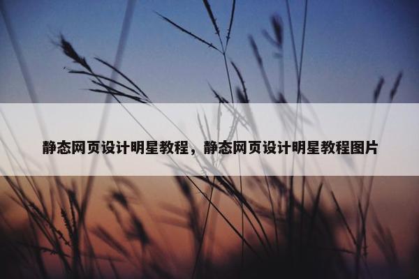 静态网页设计明星教程，静态网页设计明星教程图片