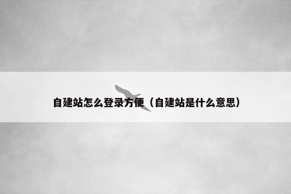 自建站怎么登录方便（自建站是什么意思）
