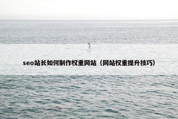 seo站长如何制作权重网站（网站权重提升技巧）