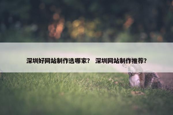 深圳好网站制作选哪家？ 深圳网站制作推荐？