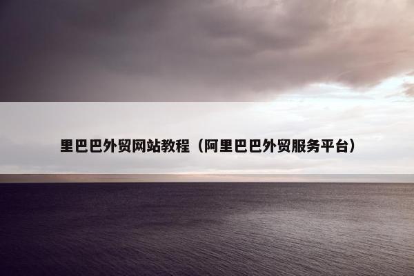 里巴巴外贸网站教程（阿里巴巴外贸服务平台）