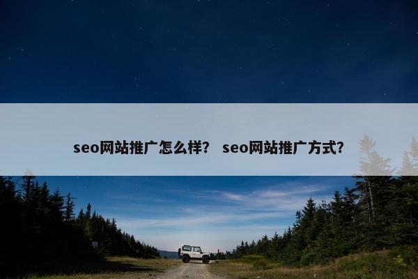 seo网站推广怎么样？ seo网站推广方式？