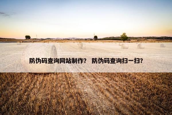 防伪码查询网站制作？ 防伪码查询扫一扫？