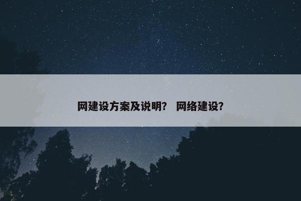网建设方案及说明？ 网络建设？