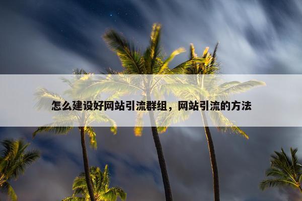 怎么建设好网站引流群组，网站引流的方法