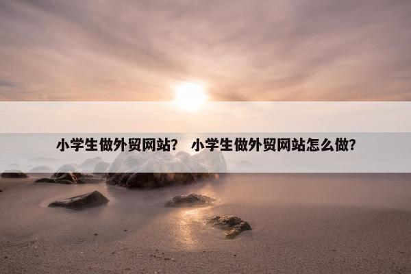 小学生做外贸网站？ 小学生做外贸网站怎么做？