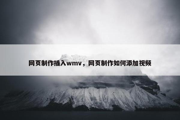 网页制作插入wmv，网页制作如何添加视频