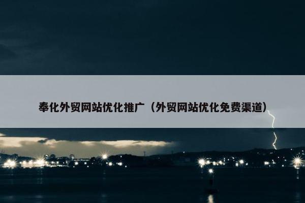 奉化外贸网站优化推广（外贸网站优化免费渠道）