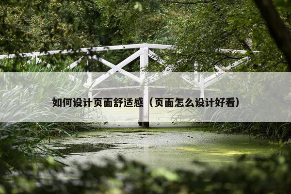 如何设计页面舒适感（页面怎么设计好看）