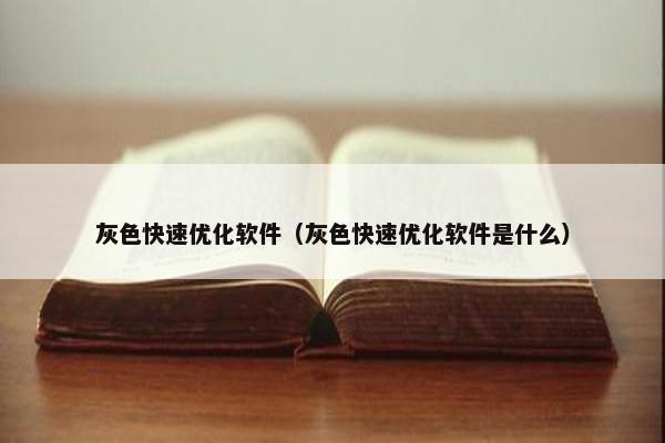 灰色快速优化软件（灰色快速优化软件是什么）