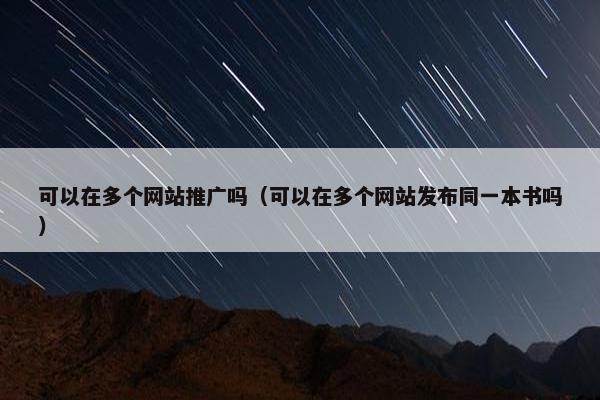 可以在多个网站推广吗（可以在多个网站发布同一本书吗）