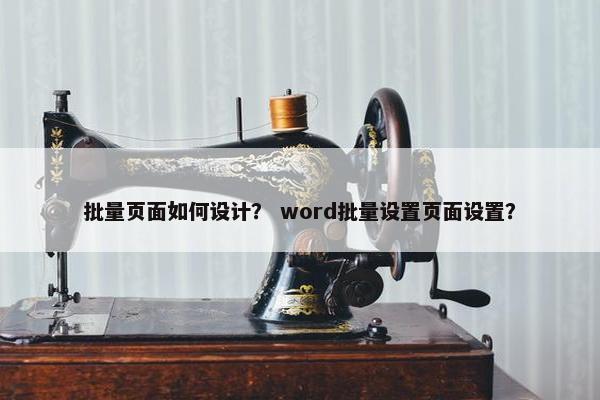 批量页面如何设计？ word批量设置页面设置？
