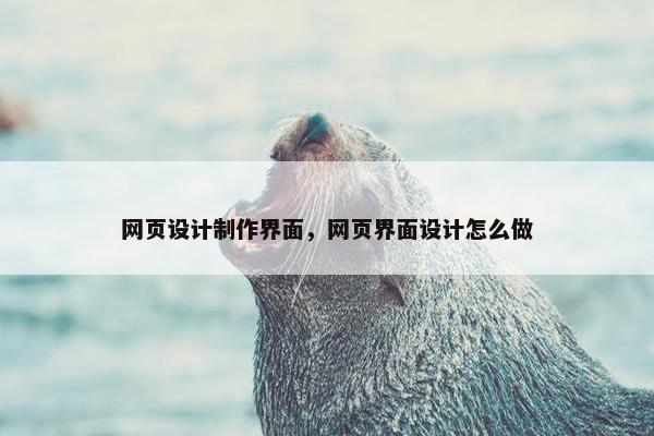 网页设计制作界面，网页界面设计怎么做