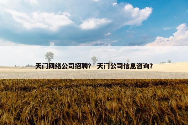 天门网络公司招聘？ 天门公司信息咨询？