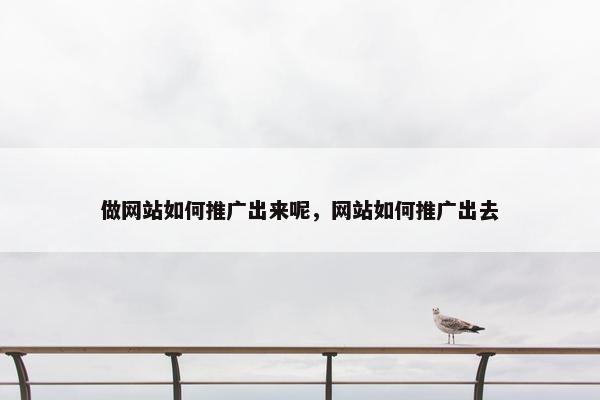 做网站如何推广出来呢，网站如何推广出去
