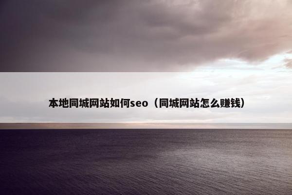 本地同城网站如何seo（同城网站怎么赚钱）