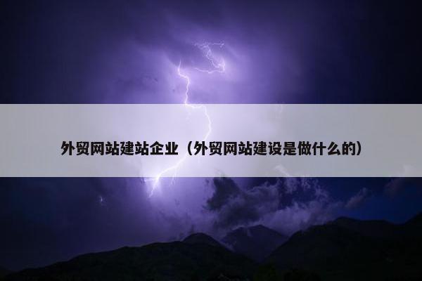 外贸网站建站企业（外贸网站建设是做什么的）