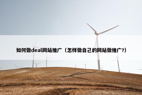 如何做deal网站推广（怎样做自己的网站做推广?）