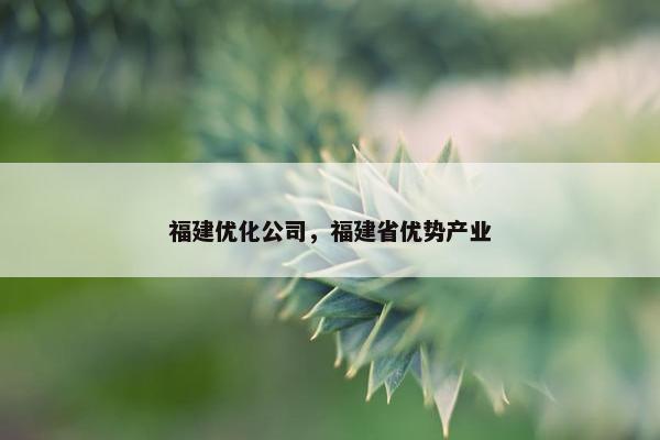 福建优化公司，福建省优势产业