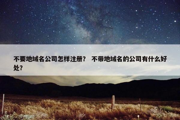 不要地域名公司怎样注册？ 不带地域名的公司有什么好处？