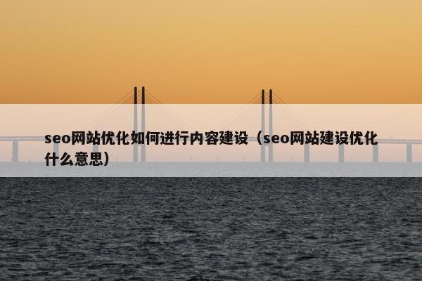 seo网站优化如何进行内容建设（seo网站建设优化什么意思）